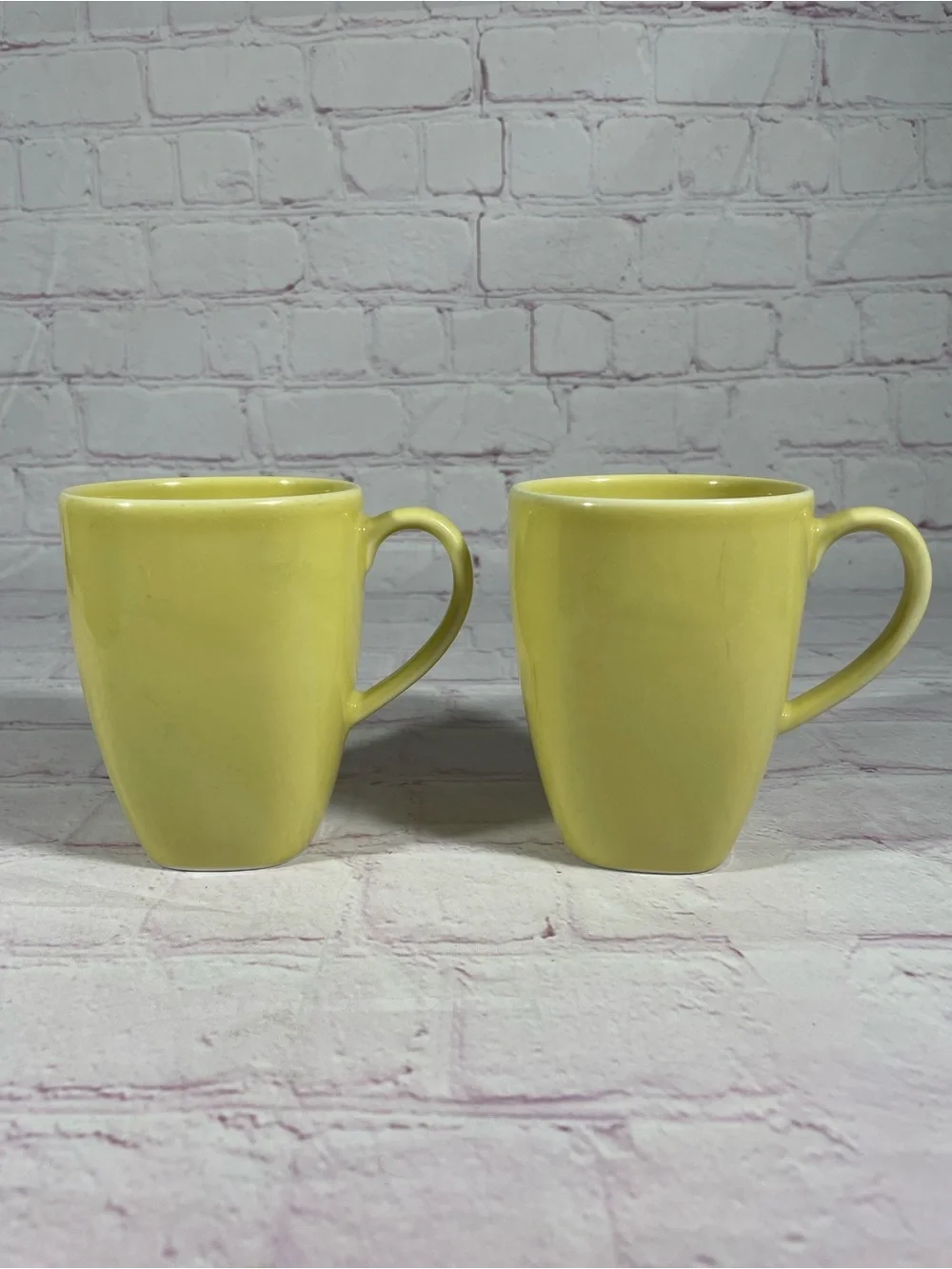 IKEA 365+ Susan Pryke Yellow 10oz Stoneware Mugs Portugal Set of 2